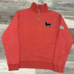 The Black Dog Red Mens M Long Sleeve Quarter Zip‎ Mock Neck Pullover Sweatshirt